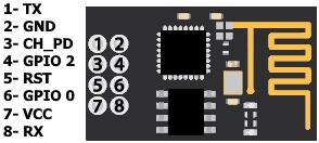 esp8266 wifi serial modul pinout