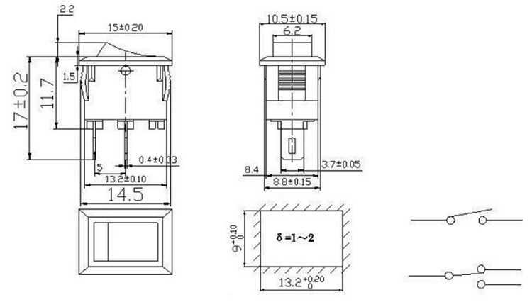 ıc125b ışıksız anahtar teknik çizim