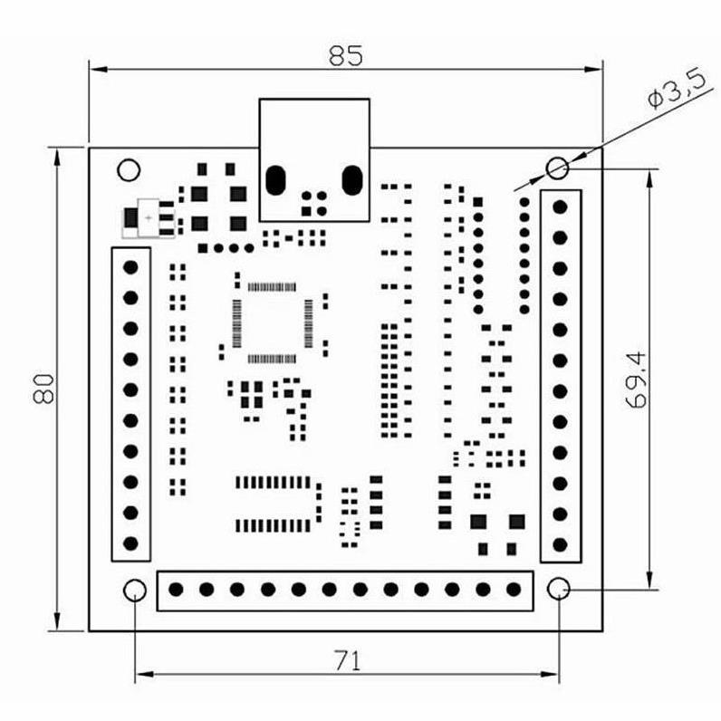 4 eksen cnc kontrol kartı teknik cizim